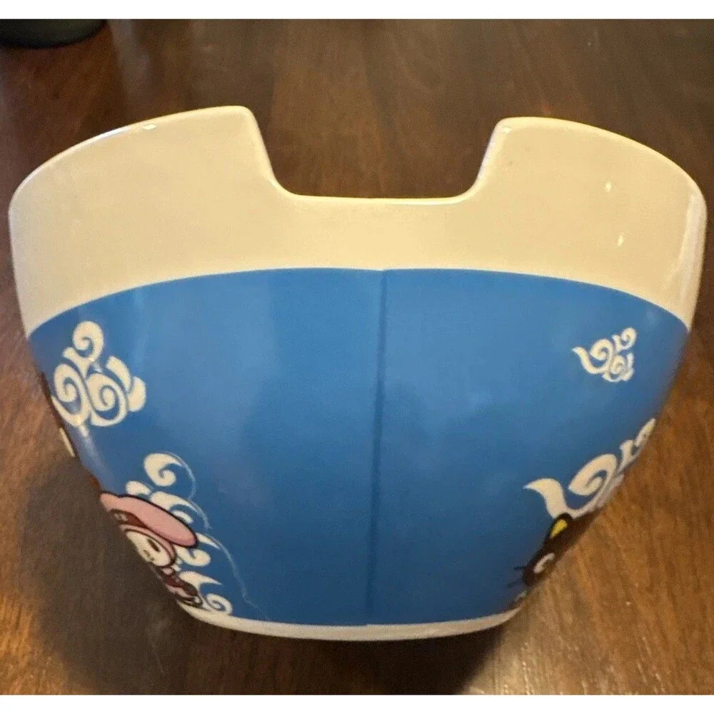 2002 Naruto Shippuden X Hello Kitty And Friends Ceramic Ramen Bowl Blue & White